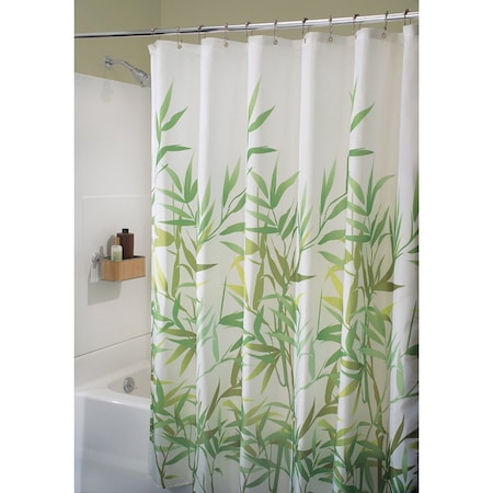 B & K iDesign 72 in. H X 72 in. W Green Anzu Bamboo Leaves Shower Curtain Polyester 36524